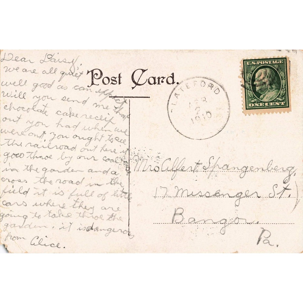 Antique Floral Alphabet Letter K Postcard Birch Branch Carnations Embossed c1910 - Picture 2 of 2